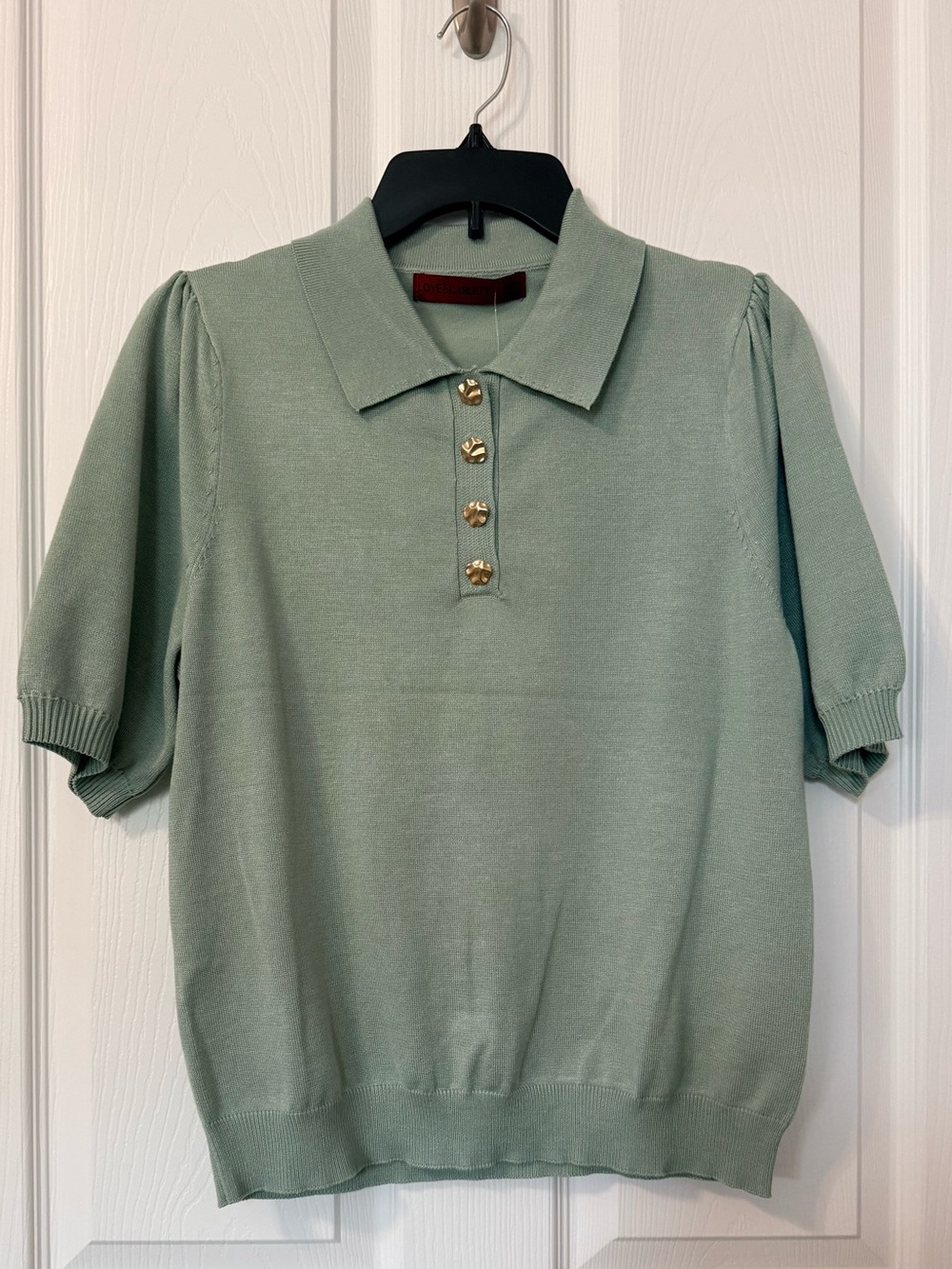 Scarlett Mint Green Short-Sleeve Polo Button-Front Top